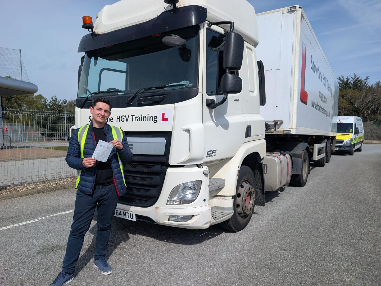 Close up of HGV trailer front wheel and trailer